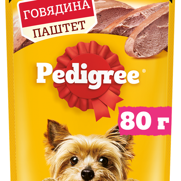 Влажный корм Pedigree для миниатюрных собак, паштет с говядиной, 80 г