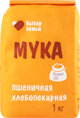 Мука пшеничная Выбор семьи хлебопекарная высший сорт 1 кг