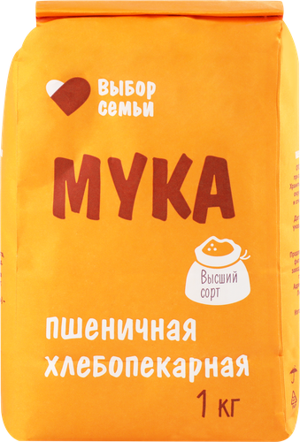 

Мука пшеничная ВЫБОР СЕМЬИ хлебопекарная высший сорт, 1кг