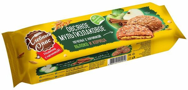 Печенье овсяное мультизлаковое Хлебный Спас яблоко и корица 250 г