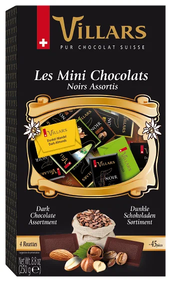 Шоколад Les Mini Chocolats (Ле Мини Шоколатс) ассорти горький и темный ТМ Villars (Вилларс)