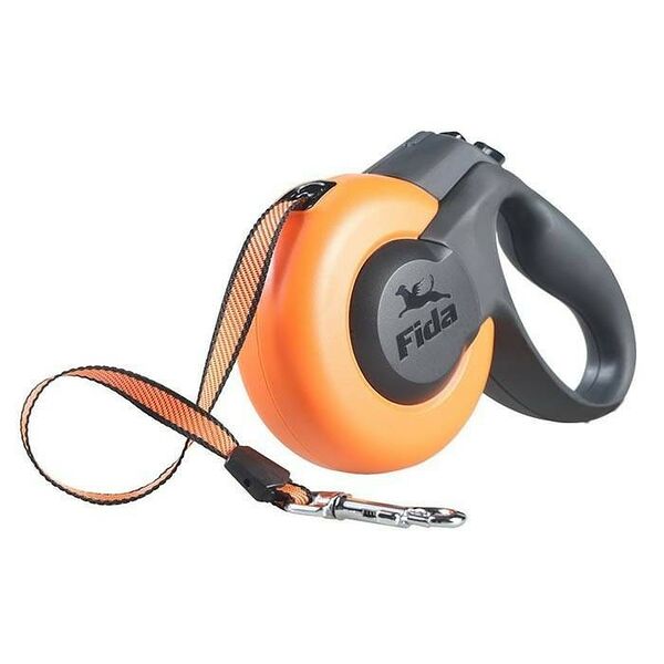 FIDA Mars Рулетка 5м лента для собак средних пород до 25кг оранжевая/черная