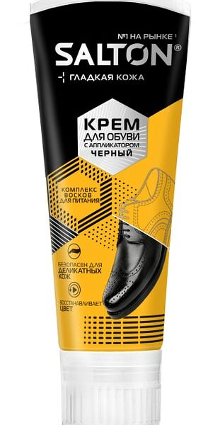 Крем для обуви Salton для гладкой кожи с аппликатором черный 75мл