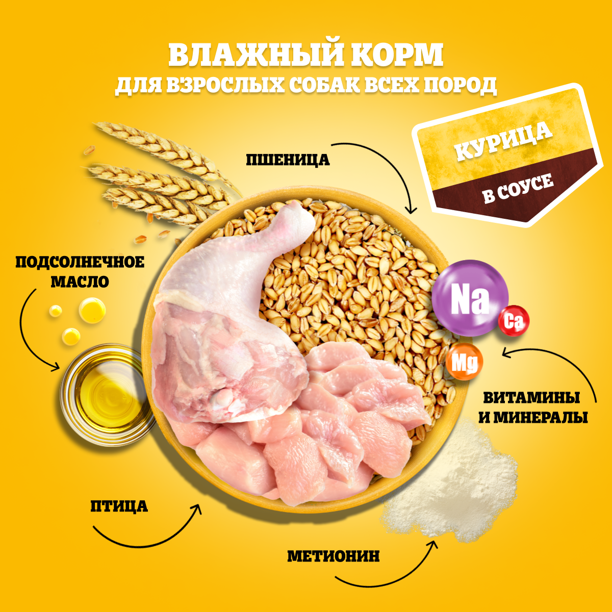 

Влажный корм Pedigree для собак, курица в соусе, 85 г