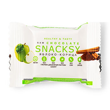 Батончик SNACKSY Raw Chocolate с яблоком 20г, Россия