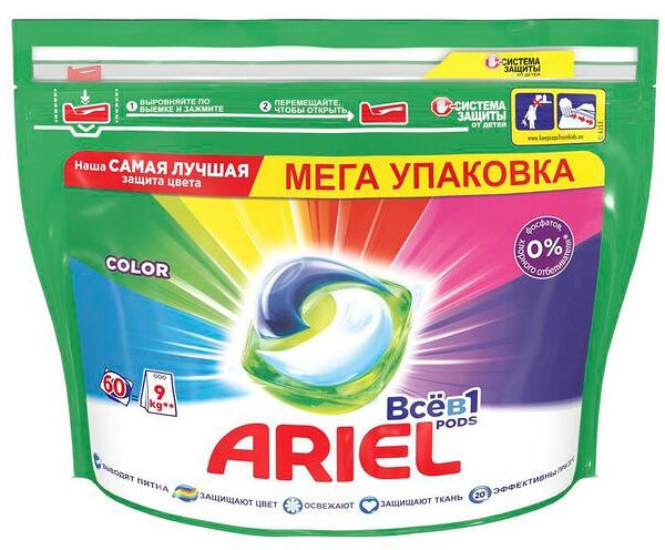 Капсулы для стирки ARIEL Pods Все-в-1 Color, 60шт