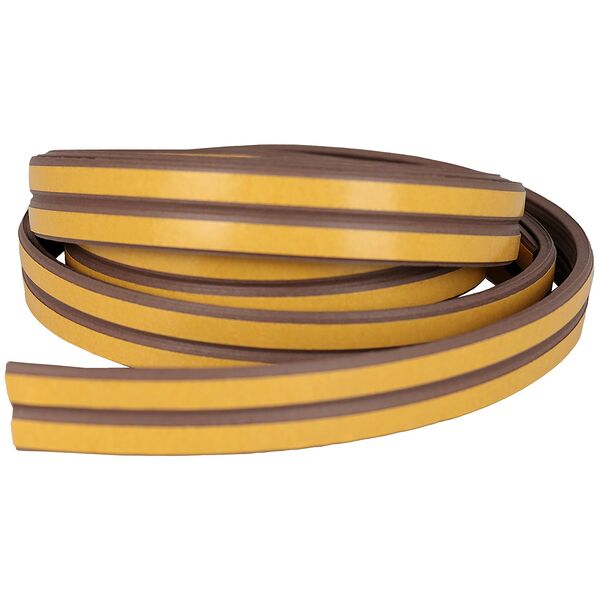 Уплотнитель самоклеящийся, профиль D в нарезке, 9х7,5 мм, 10 м, коричневый