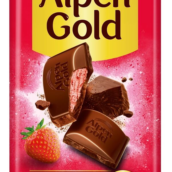 Шоколад молочный Alpen Gold с клубнично-йогуртовой начинкой, 80 г