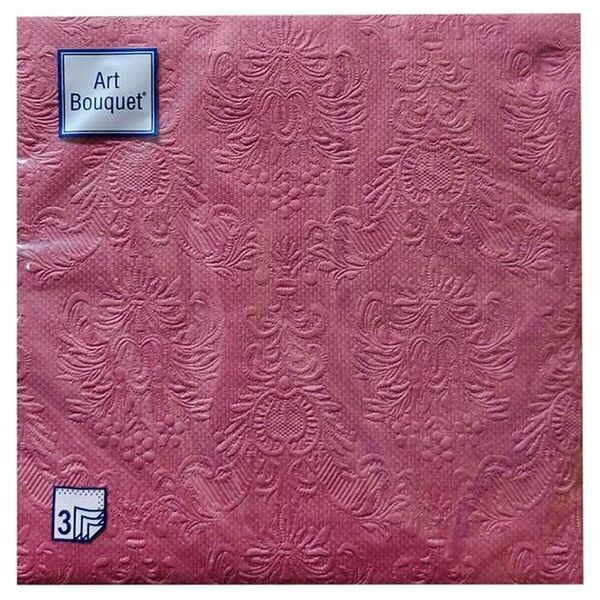 Салфетки бумажные Бордовый Барокко Art Bouquet 33х33 см, 3 слоя, 16 штук