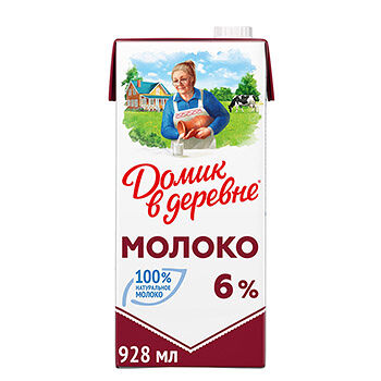 Молоко ультрапастеризованное Домик в деревне, 6%