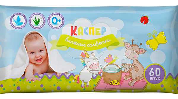 Влажные салфетки Каспер детские 60 шт