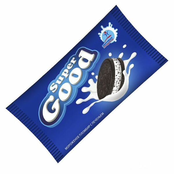 Мороженое пломбир Здоровые продукты Super Good ванильное с печеньем 12% БЗМЖ 80 г