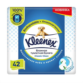 Клинекс Бумага туалетная влажная фреш сменный блок 42 шт