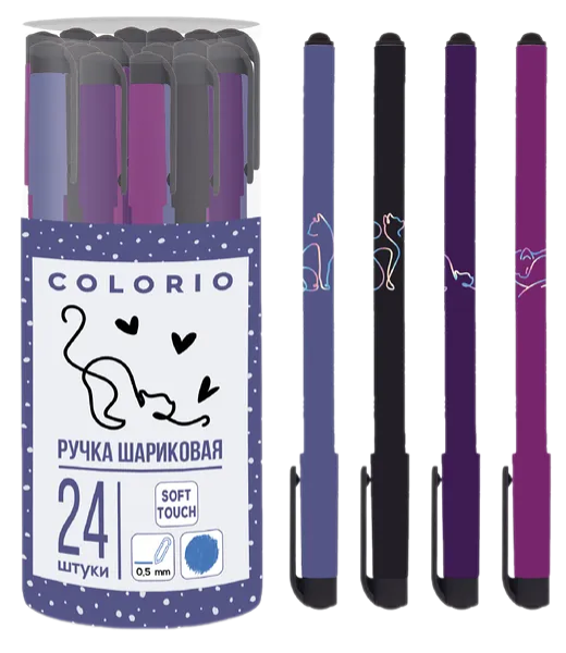 Ручка шариковая Colorio Коты синяя, 1 шт, в ассортименте