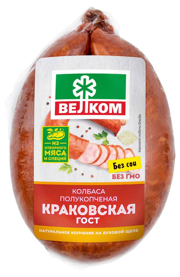 

Колбаса полукопчёная Краковская Велком 360 г