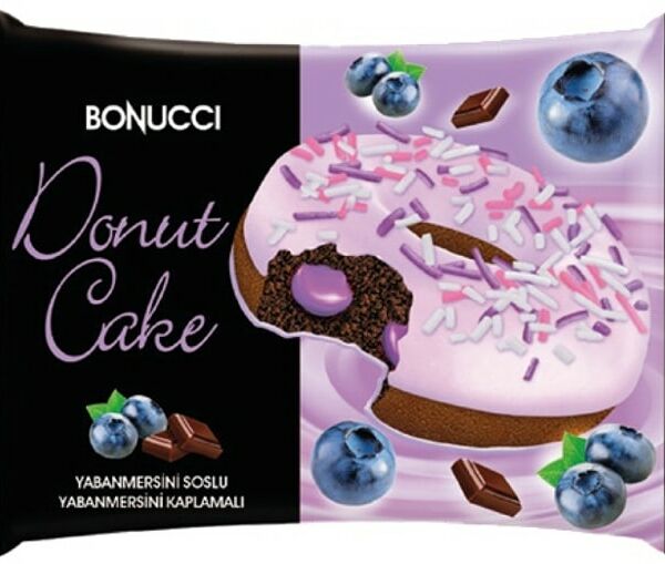 Пирожное Bonucci Donut Cake бисквитное глазированное с начинкой голубика 40г