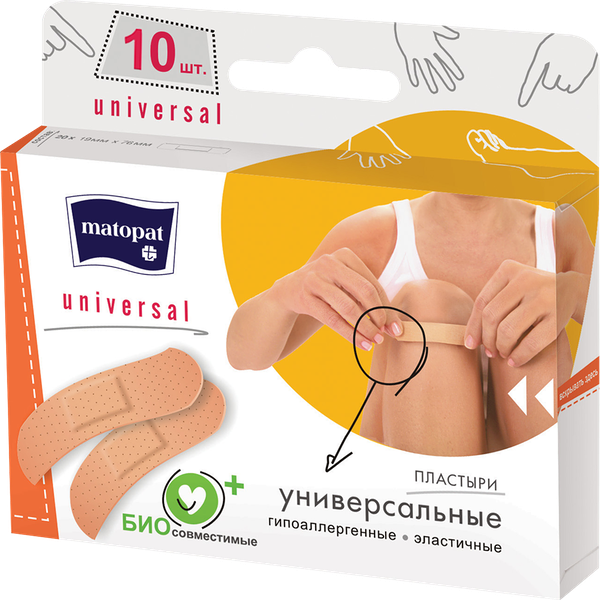 Пластырь Matopat Universal 1.9 см x 7.6 см 10 шт