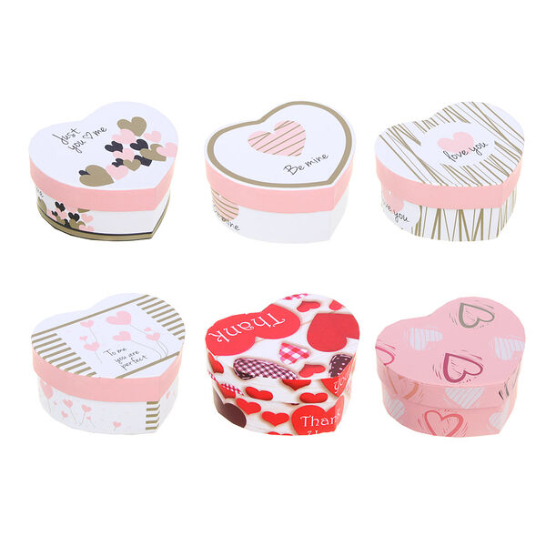 Коробка подарочная, в форме сердца, бумага, 11x9,8x5,2 см, 6 дизайнов