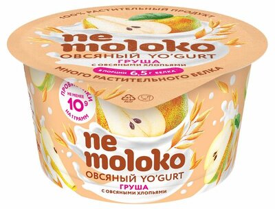 Десерт Немолоко (Nemoloko) Овсяный Йогурт (Yo'gurt) груша с овсяными хлопьями 130 г