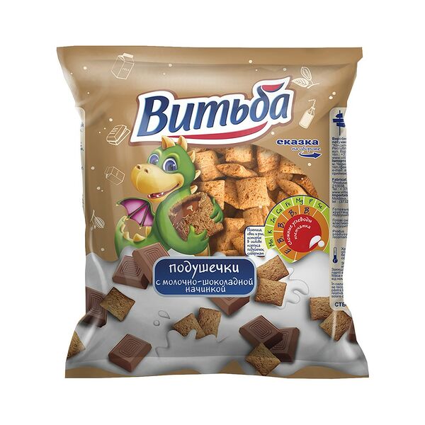 Подушечки Витьба с молочно-шоколадной начинкой цвет.пак. вес 350г.