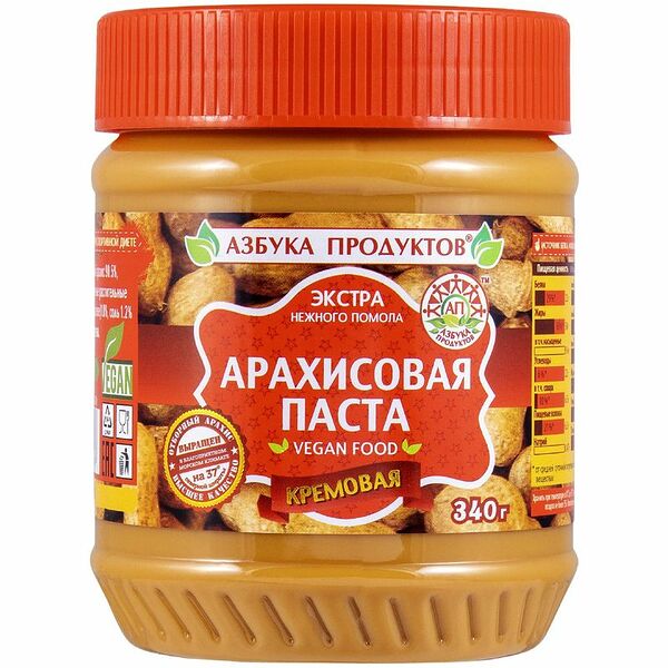 Паста арахисовая Азбука продуктов кремовая