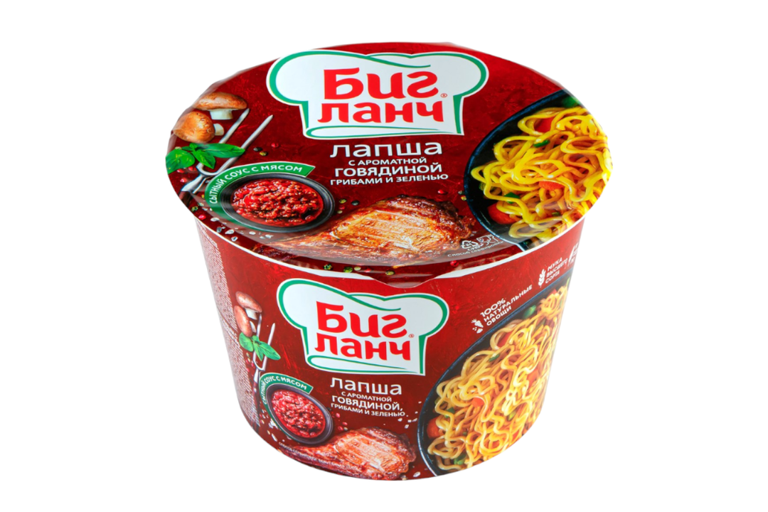 

Лапша Биг Ланч с говядиной, грибами, зеленью 90 г