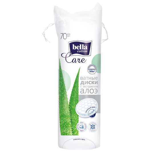 Ватные диски Bella cotton c экстрактом алоэ, 70 шт.