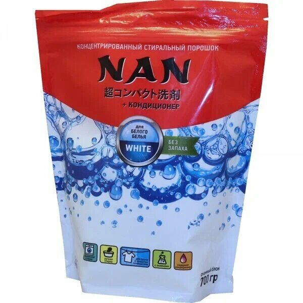Стиральный порошок для белого белья концентрат NAN + кондиционер 700 г