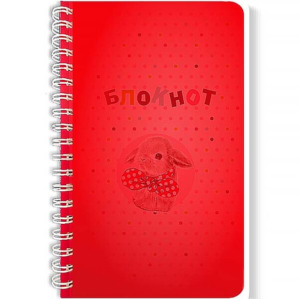 Блокнот Зайчик 2 40л клетка красный пластик 21с66.1