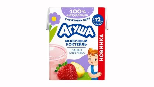 Коктейль молочный Агуша банан-клубника 2%, 190мл