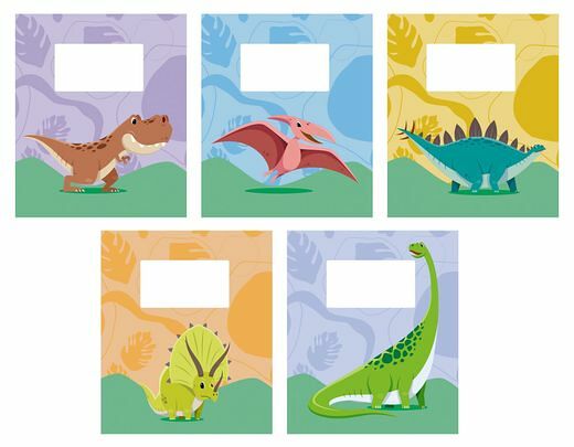 Тетрадь Listoff Динозаврики А5 косая линейка, 12 л, 1шт, в ассортименте