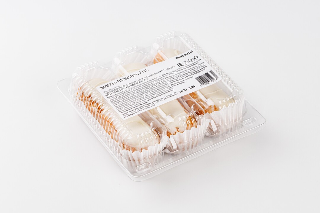 

Эклеры Вкусвилл пломбир 3 шт. 180 г