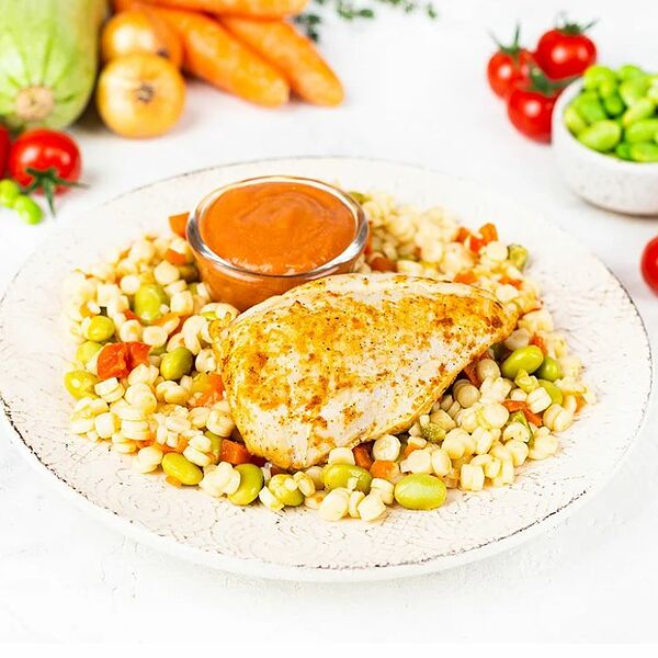 Куриная грудка с пастой Птитим и овощами 300 г