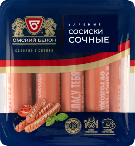 

Сосиски Омский бекон Сочные, 470 г
