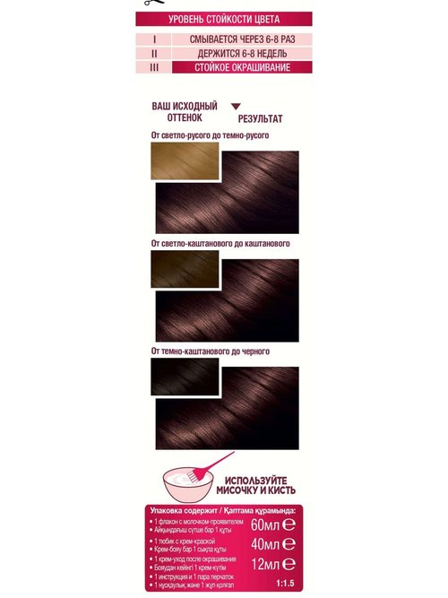 

Стойкая крем-краска для волос Garnier Color Sensation Роскошь цвета оттенок 4.12 Холодный алмазный шатен 110 мл