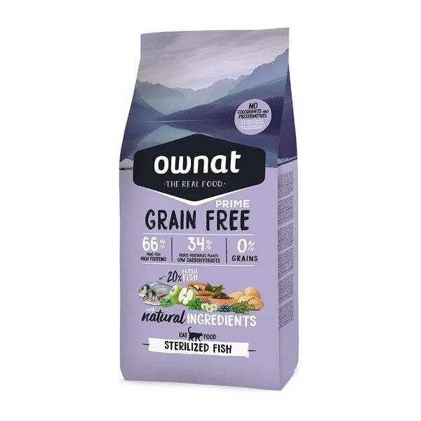Grain Free Prime Сухой корм Ownat для стерилизованных кошек, с рыбой, 1 кг