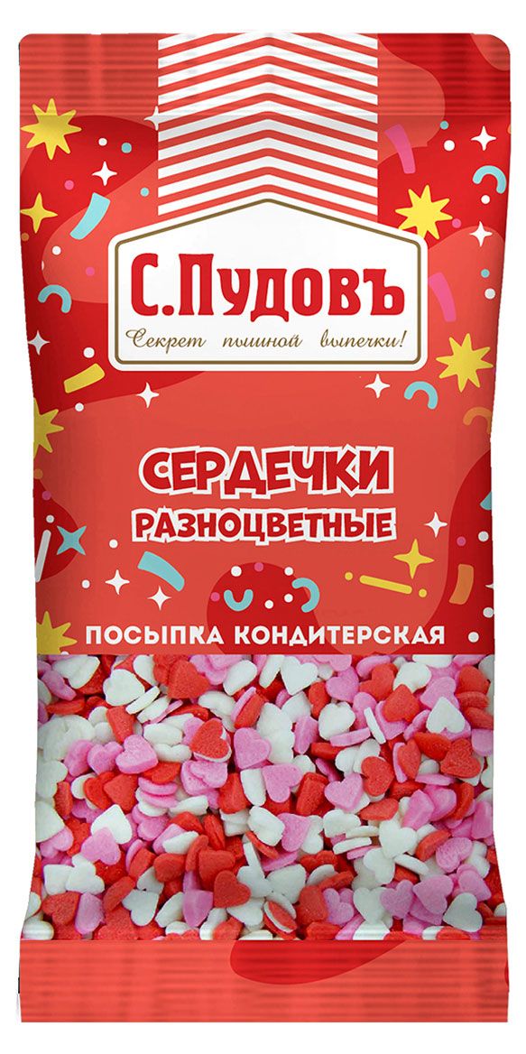 

Посыпка кондитерская С.Пудовъ Сердечки разноцветные 10 г