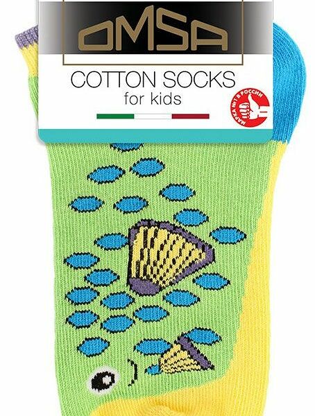 Носки детские Omsa Kids Calzino 21P62 Рыбки цвет: жёлтый/зелёный размер: 18-20 (31-34)