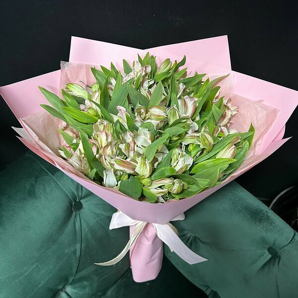 Букет из 19 альстромерий в розовой пленке