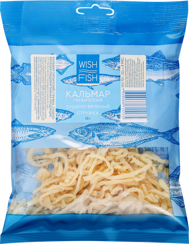 

Кальмар сушено-вяленый Wish Fish стружка, 70 г