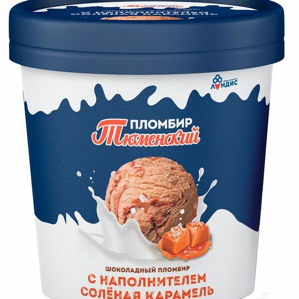 Мороженое Тюменский пломбир Пломбир шоколадный с соленой карамелью 15%