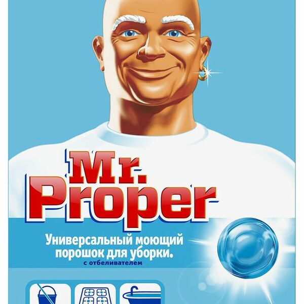 Универсальный моющий порошок для уборки Mr. Proper универсал с отбеливателем, 400 г