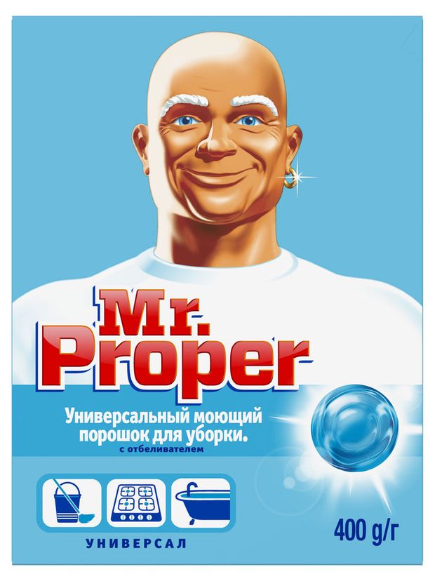 

Универсальный моющий порошок Mr.Proper для уборки универсал с отбеливателем, 400 г