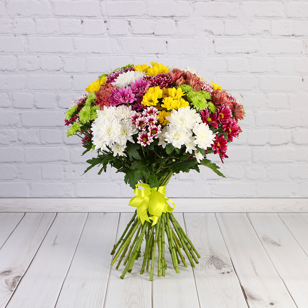 Букет 25 хризантем кустовых