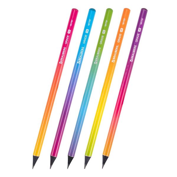 Карандаш чернографитный Brauberg Grade, HB, 1 шт в ассортименте, Арт. 181757