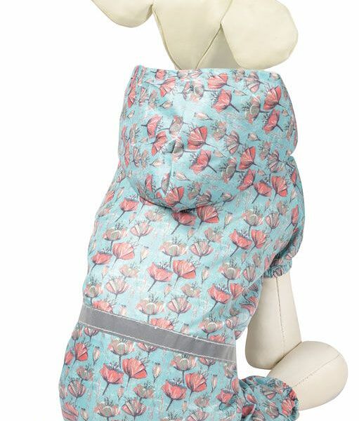 Дождевик для собак Triol со светоотражающей лентой Маковое поле S, размер 25 см