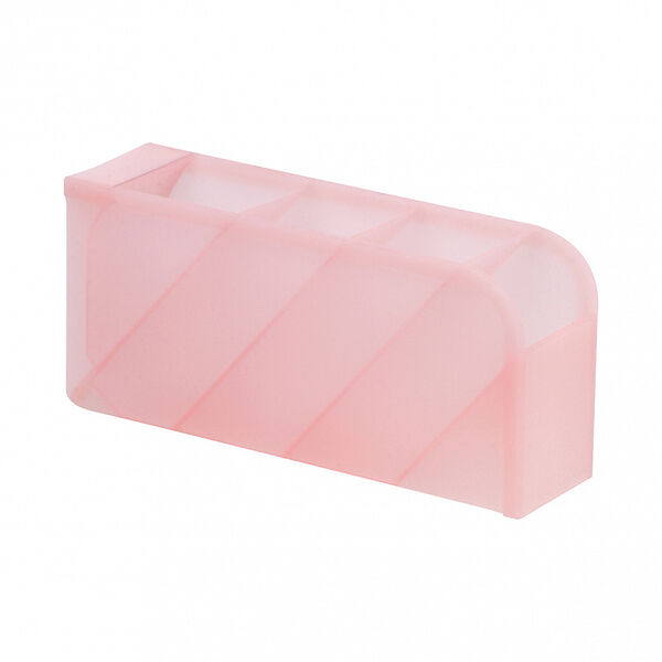 Настольная подставка Meshu 4 отделения пластиковая тонированная розовая