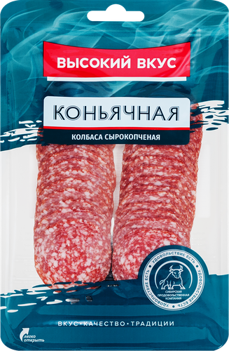 

Колбаса сырокопченая Высокий вкус Коньячная нарезка 100 г