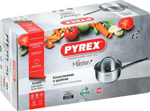 Ковш с крышкой PYREX Master MA14APX/E000 нержавеющая сталь, 0.9л