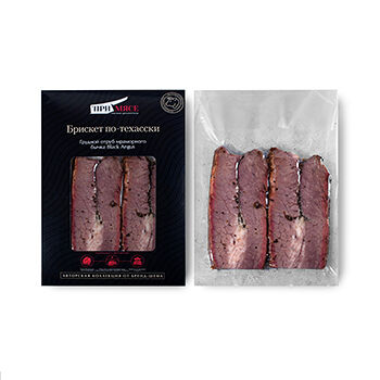 Брискет по-техасски из мраморной говядины, томлённый в смокере, «ПриМясе»